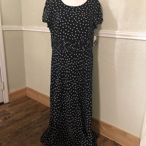 Black with white polka dots Maxi Dress